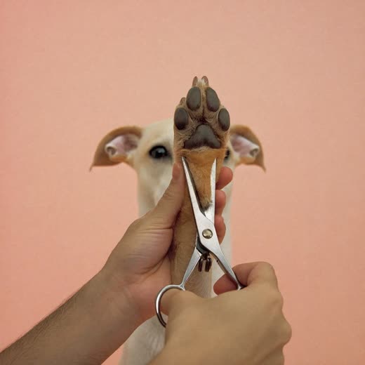 A dog's paw held for a nail trim